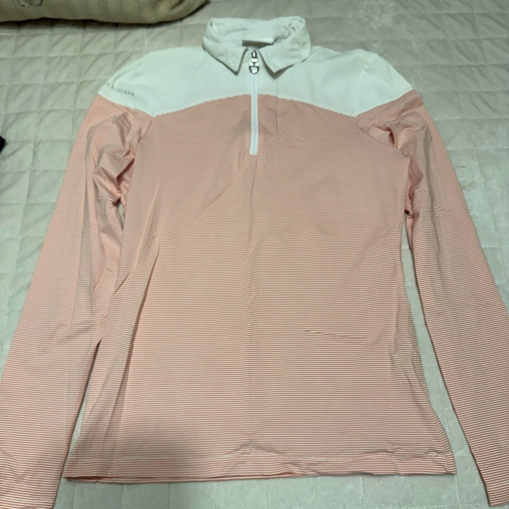 CT white with orange long sleeve riding top